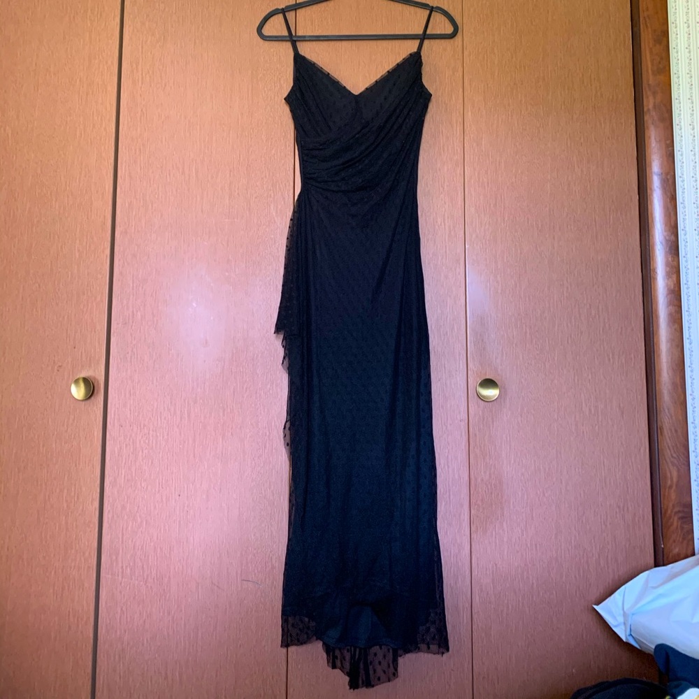 Jessica McClintock Black Lace Polka Dot Dress